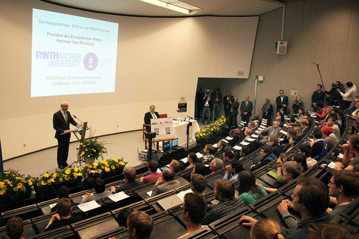 Foto von Herman Van Rompuy bei seinem Besuch an der RWTH Aachen