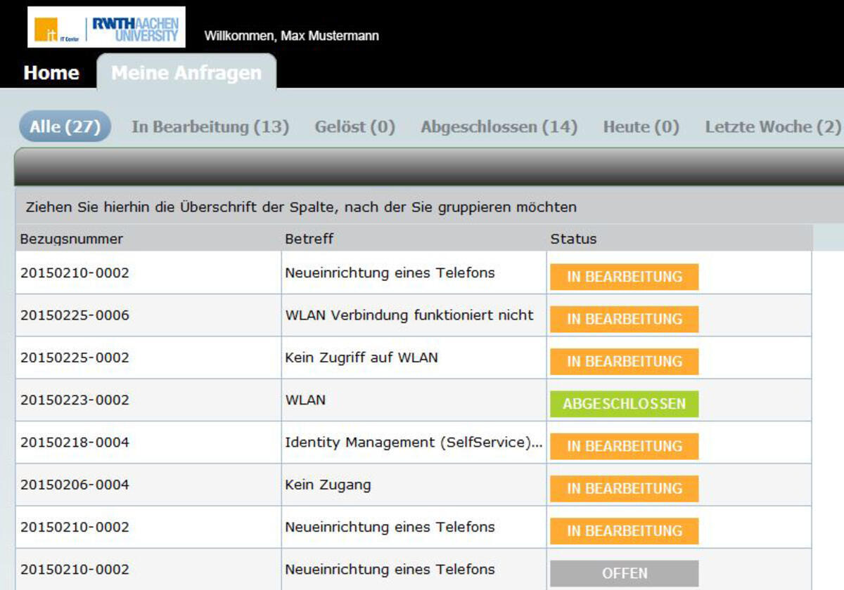 Screenshot des neuen Portals