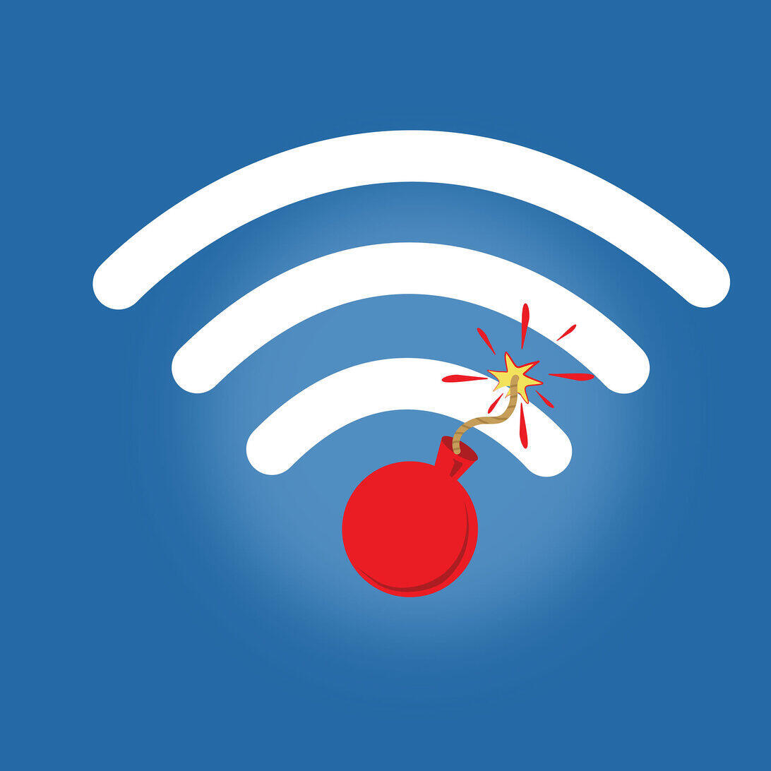 WLAN Zeichen mit Bombe