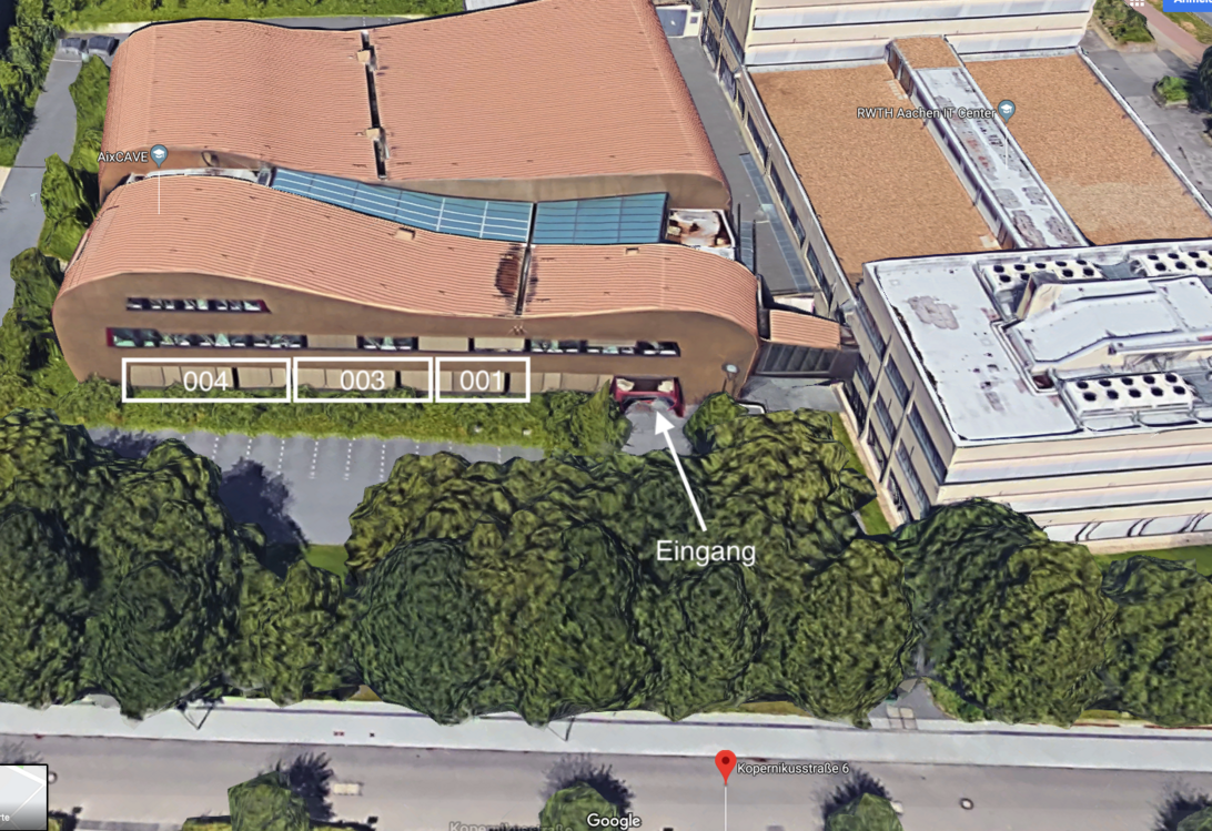 Örtliche Beschreibung der Seminarräume 001, 003 und 004