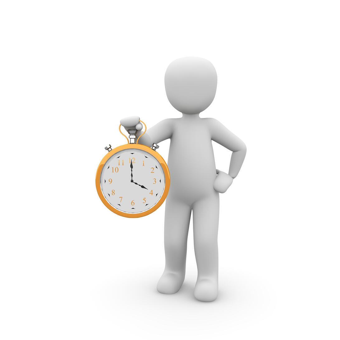Mann mit Uhr in der Hand.
