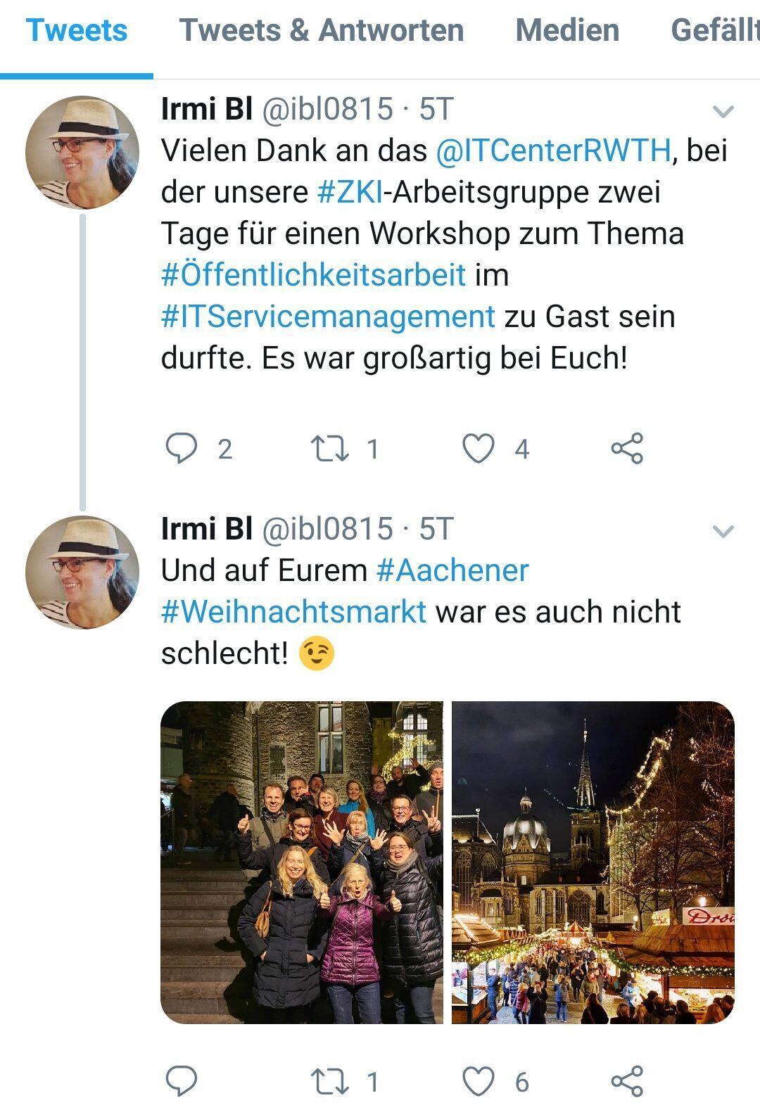 Twitter Tweed von Irmgard Blomenkemper zur Veranstaltung