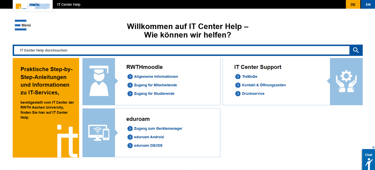 Screenshot IT Center Help