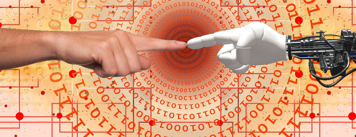 Menschliche Hand trifft Roboterhand