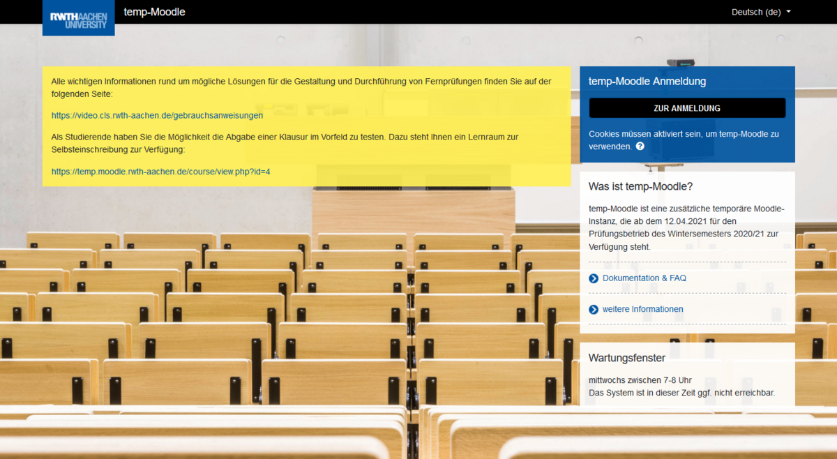 Startseite temp-Moodle