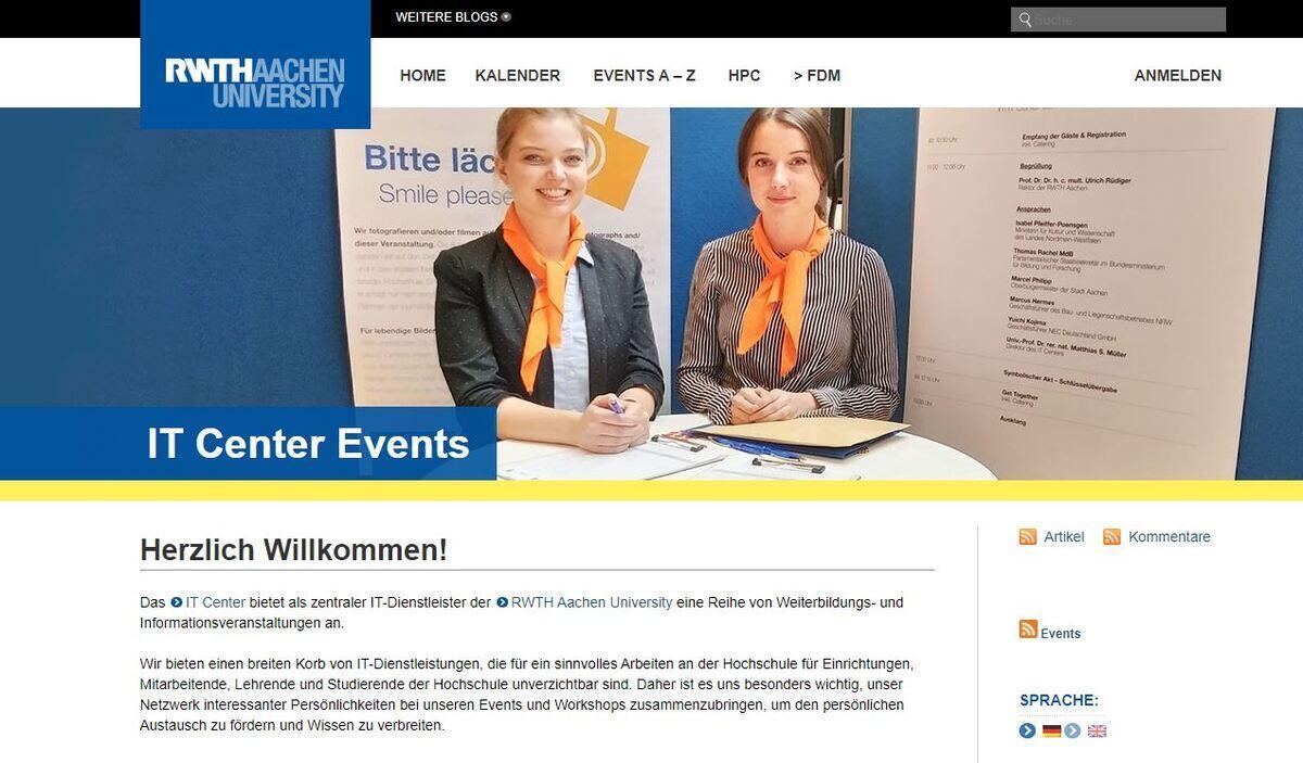 Screenshot der Startseite