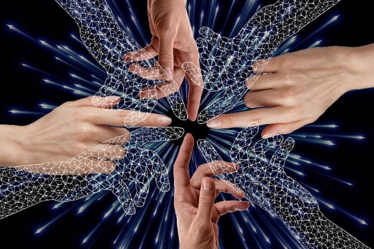 Touching hands