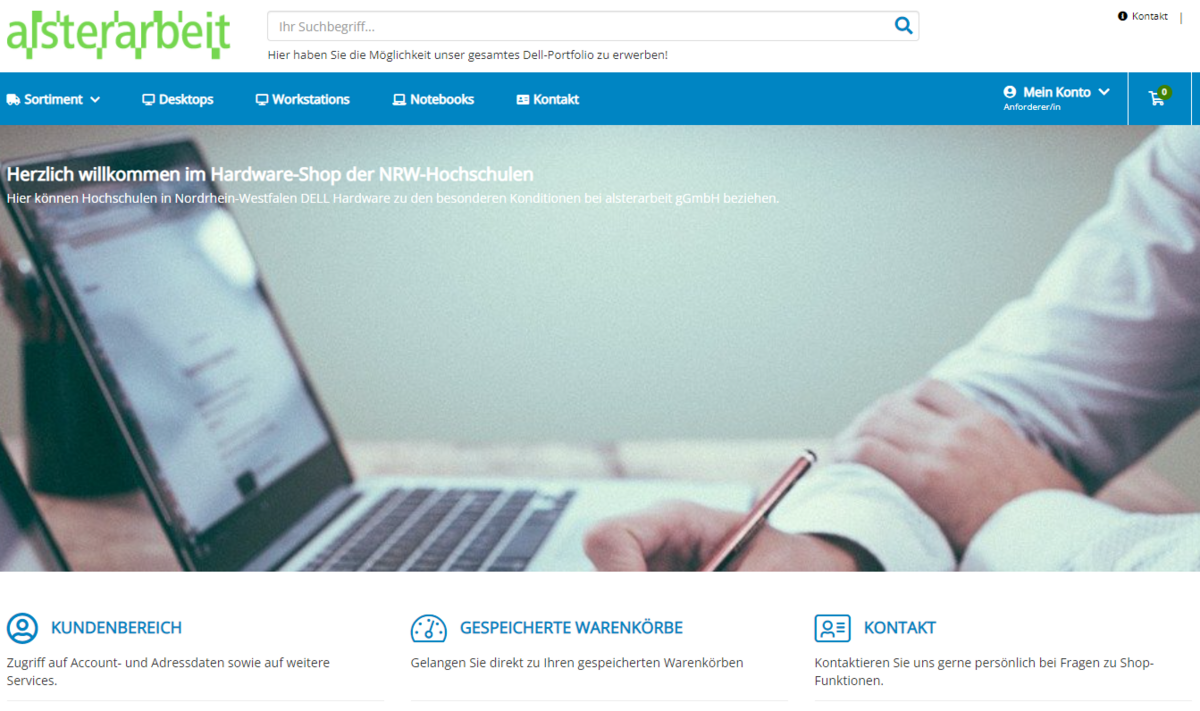 Screenshot des neuen Hardware-Shops