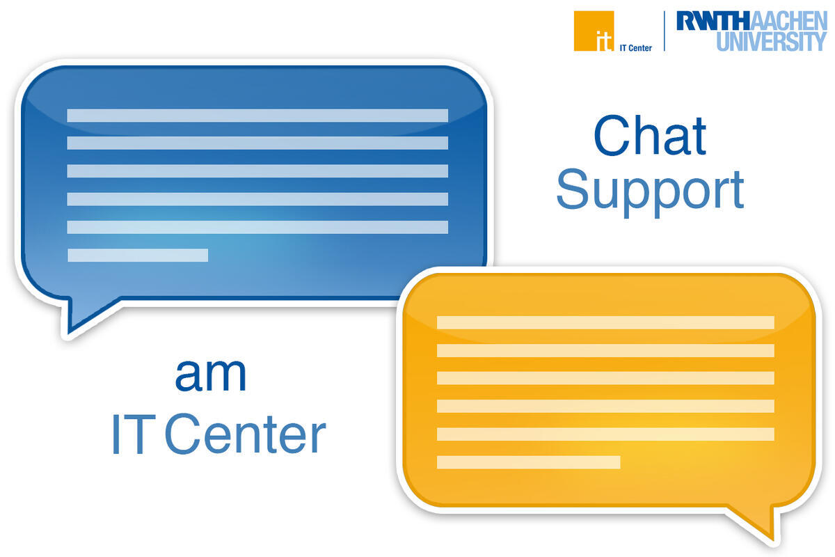 Sprechblasen mit "Chat Support am IT Center"