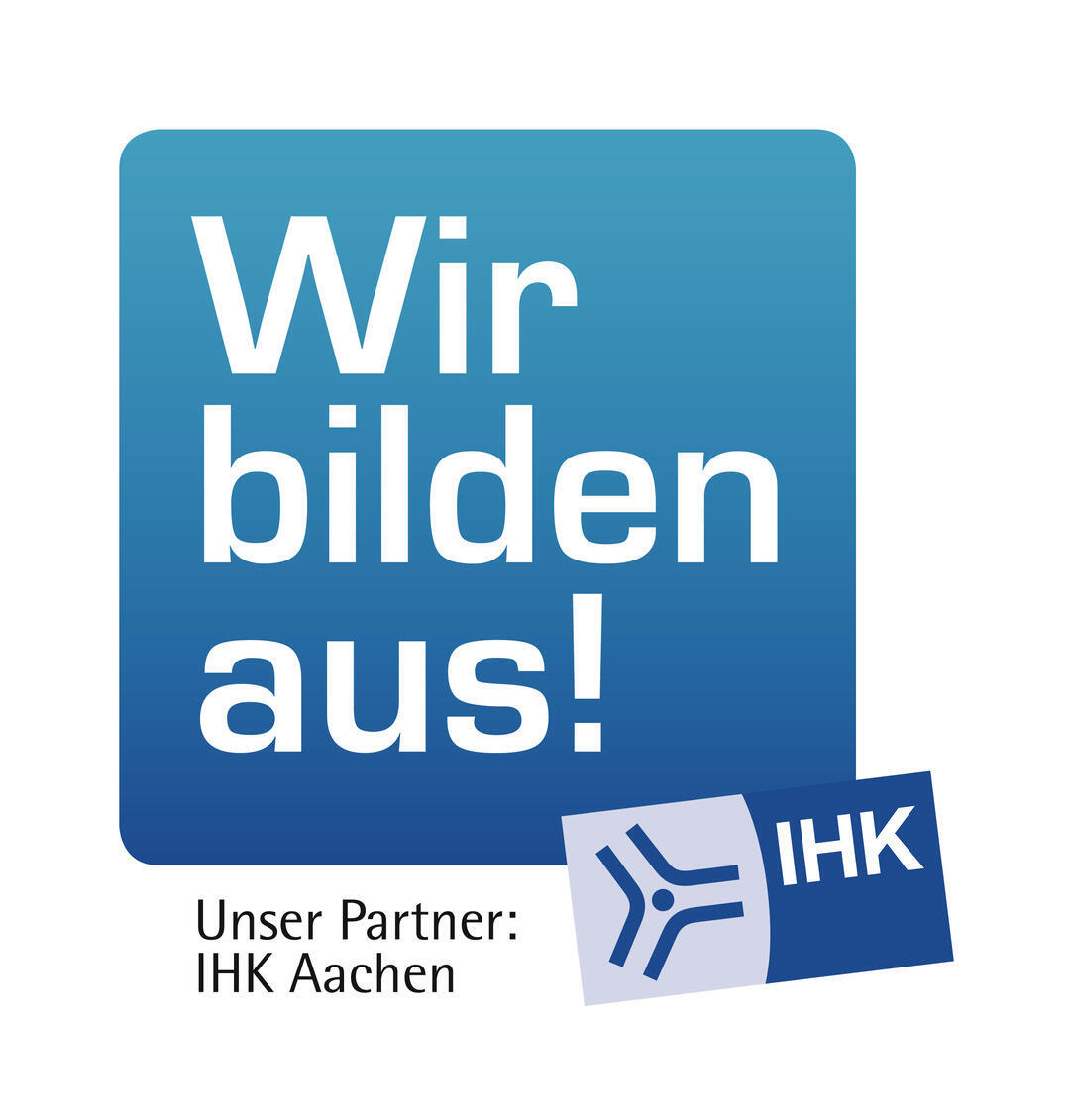 IHK logo with german lettering "we train!"