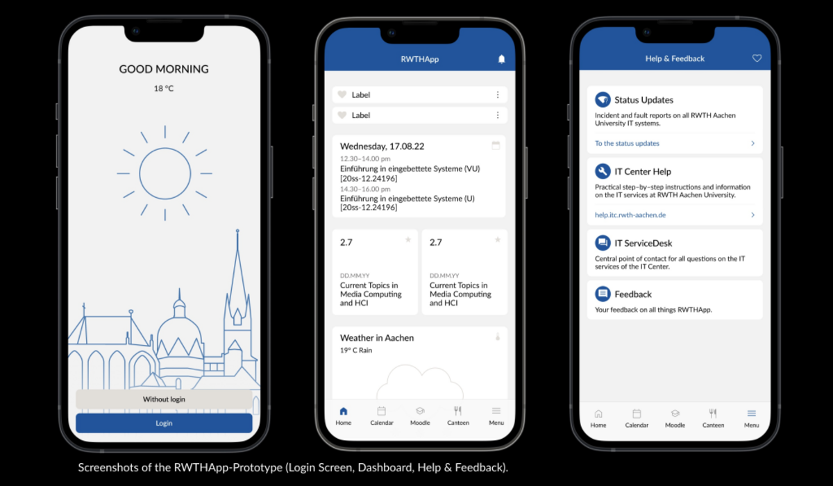 Beispielscreenshots der RWTHApp