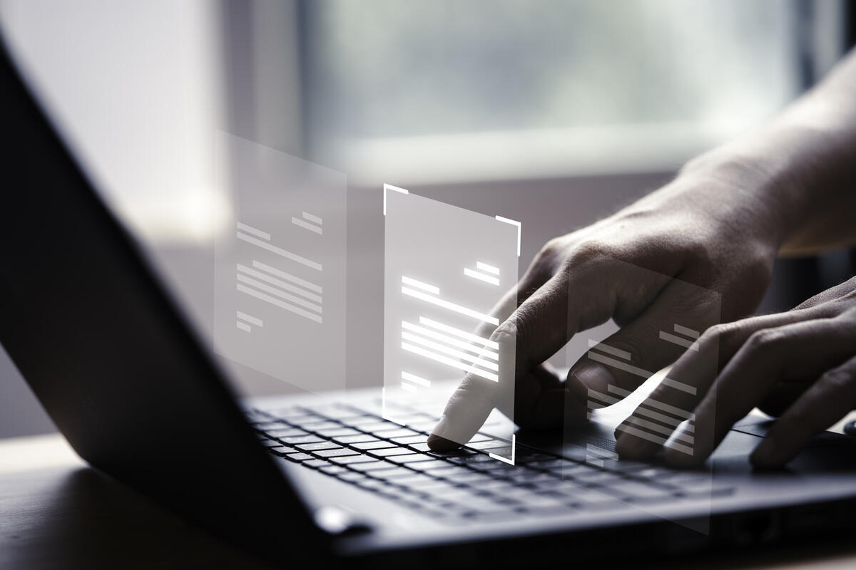 Hands on laptop
