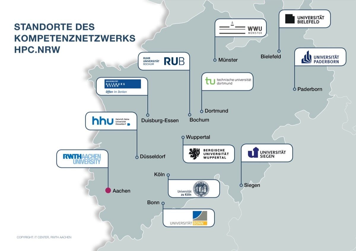 Landkarte mit den Standorten der beteiligten Hochschulen