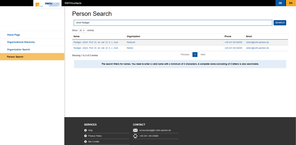 Preview RWTHcontacts
