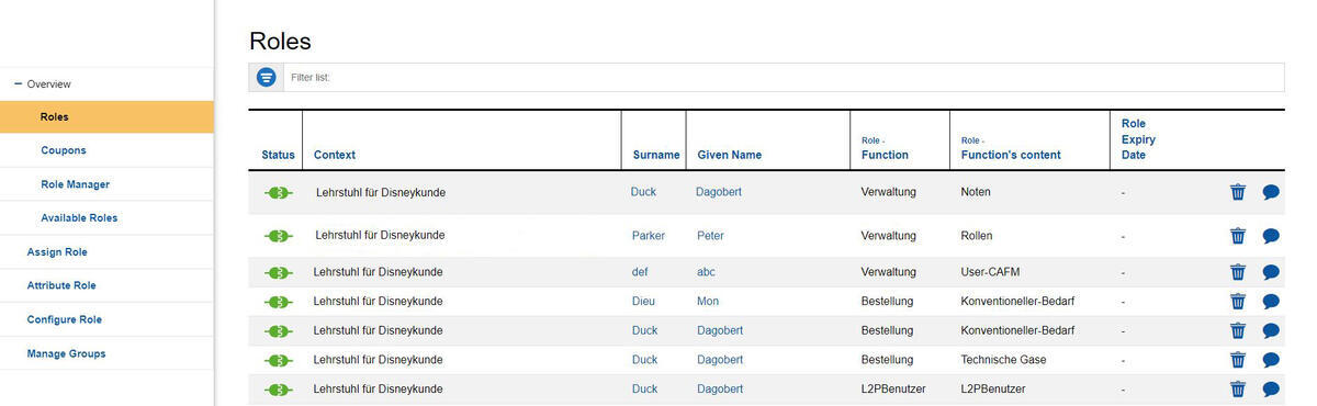 Screenshot of the IdM Role and Group Management in the new design