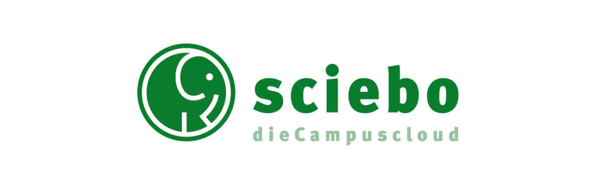sciebo logo: a green elephant in a circle, with “sciebo” next to it and “theCampuscloud” underneath.