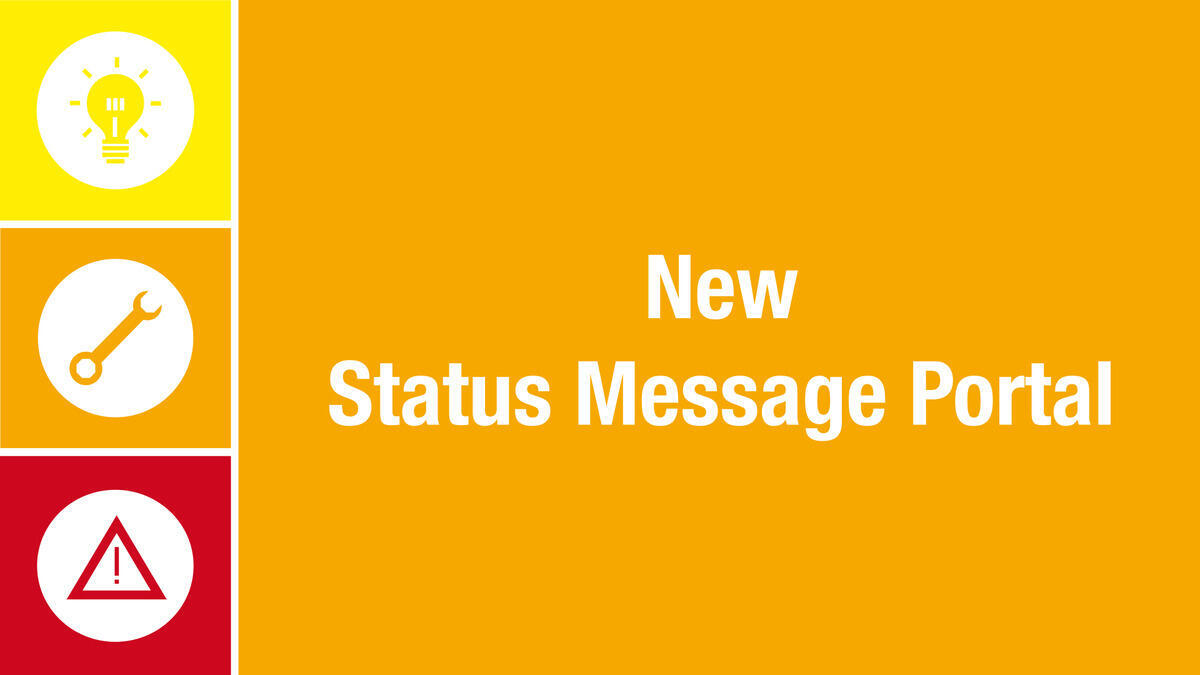 Orange background with text "News Status Message Portal"