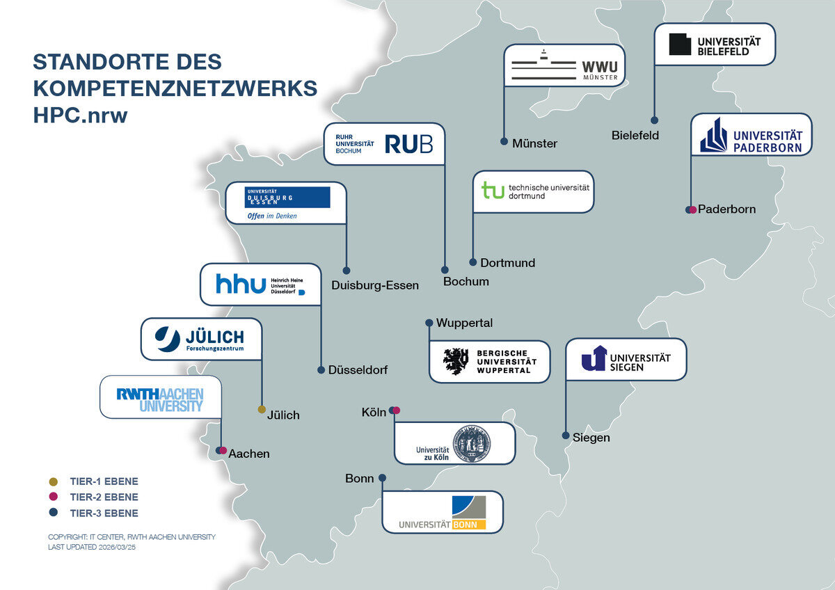 Landkarte mit den Standorten der beteiligten Hochschulen